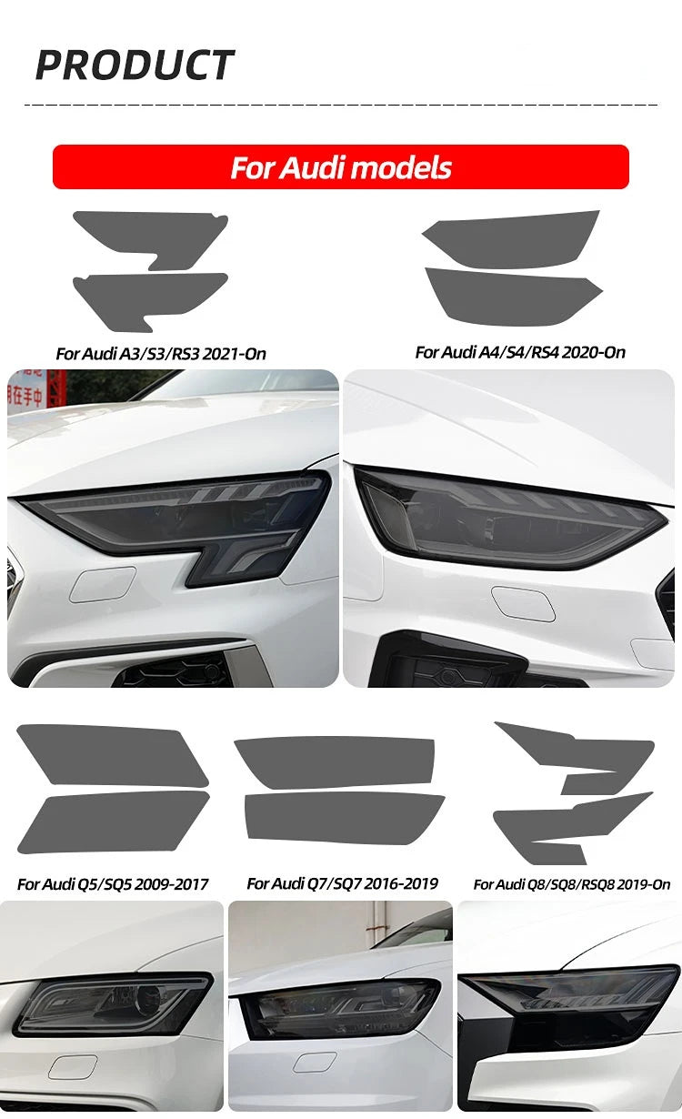 Self-Healing Smoked Black TPU Headlight Protection Film for Audi - image 8