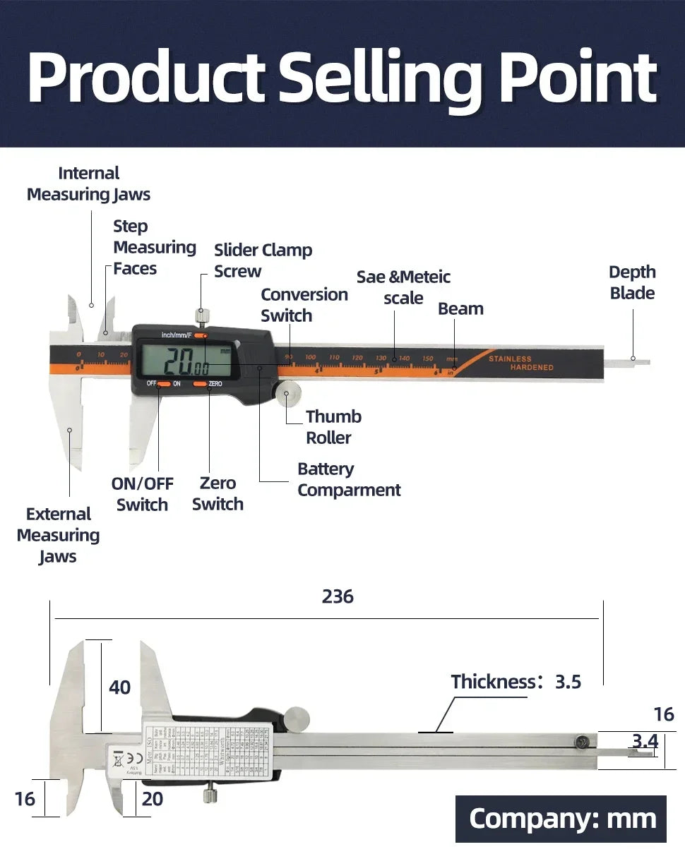 Stainless Steel Vernier Dial Caliper 0-150mm Measuring Tool - image 24