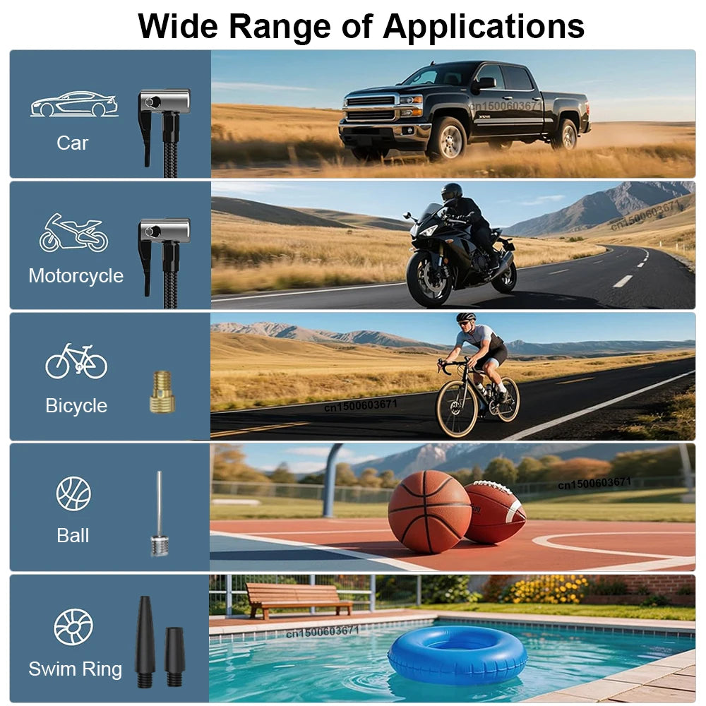 Tire Inflator Portable Air Compressor Cordless Tires Air Pump with LED Light Digital Display for Car Motorcycles and Bicycles