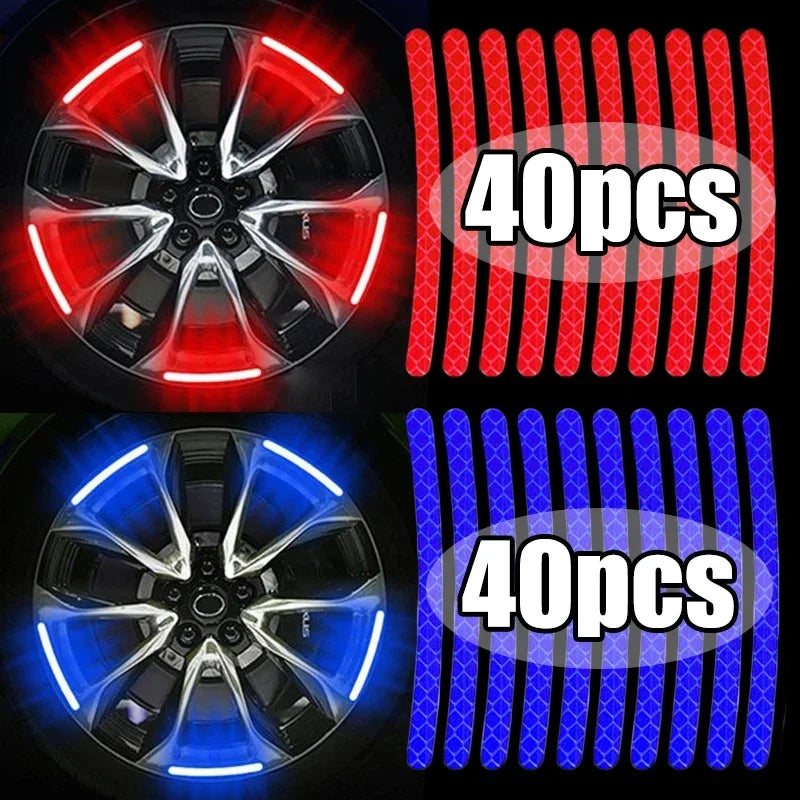 Reflective Wheel Rim Strips for Car and Motorcycle Tyres, 20-40pc