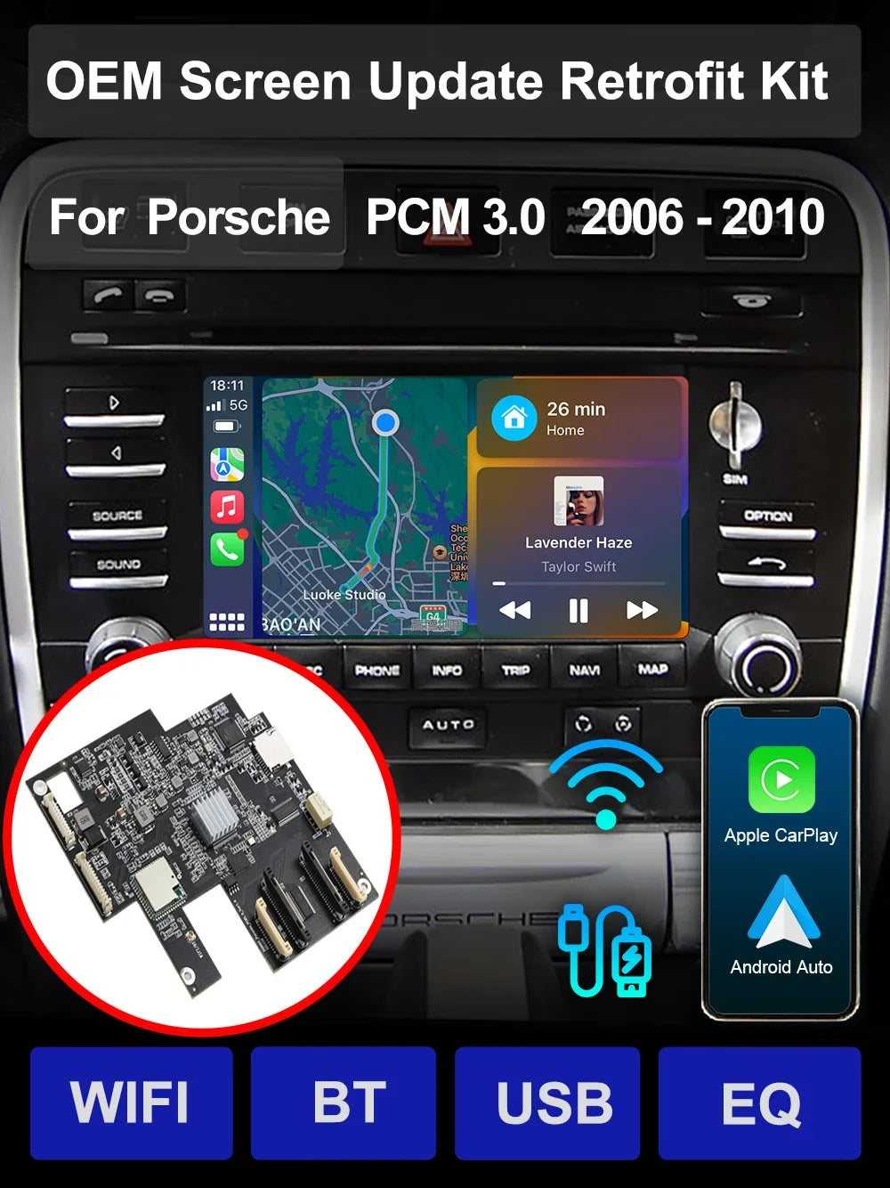 Wireless CarPlay & Android Auto Kit for Porsche PCM 3.0/3.1/4.0