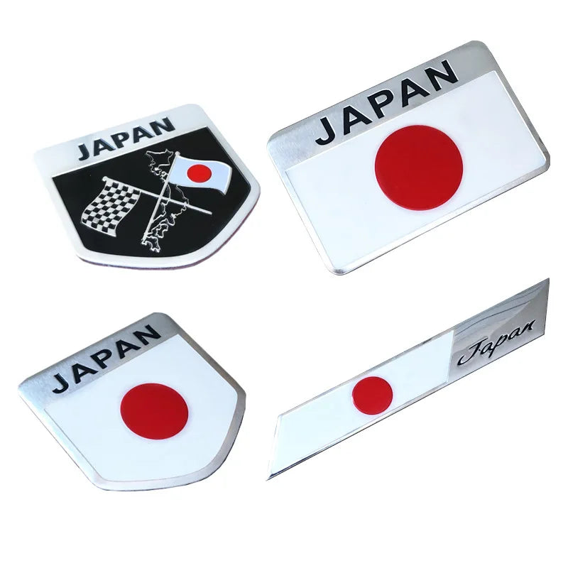 3D Aluminum Japan Flag Car Badge Emblem Sticker