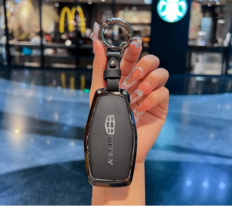 Car Key Fob Cover Case Shell Holder Set For Geely Coolray X6 Emgrand Global Hawk GX7 Remote Accessories Car-Styling Keychain