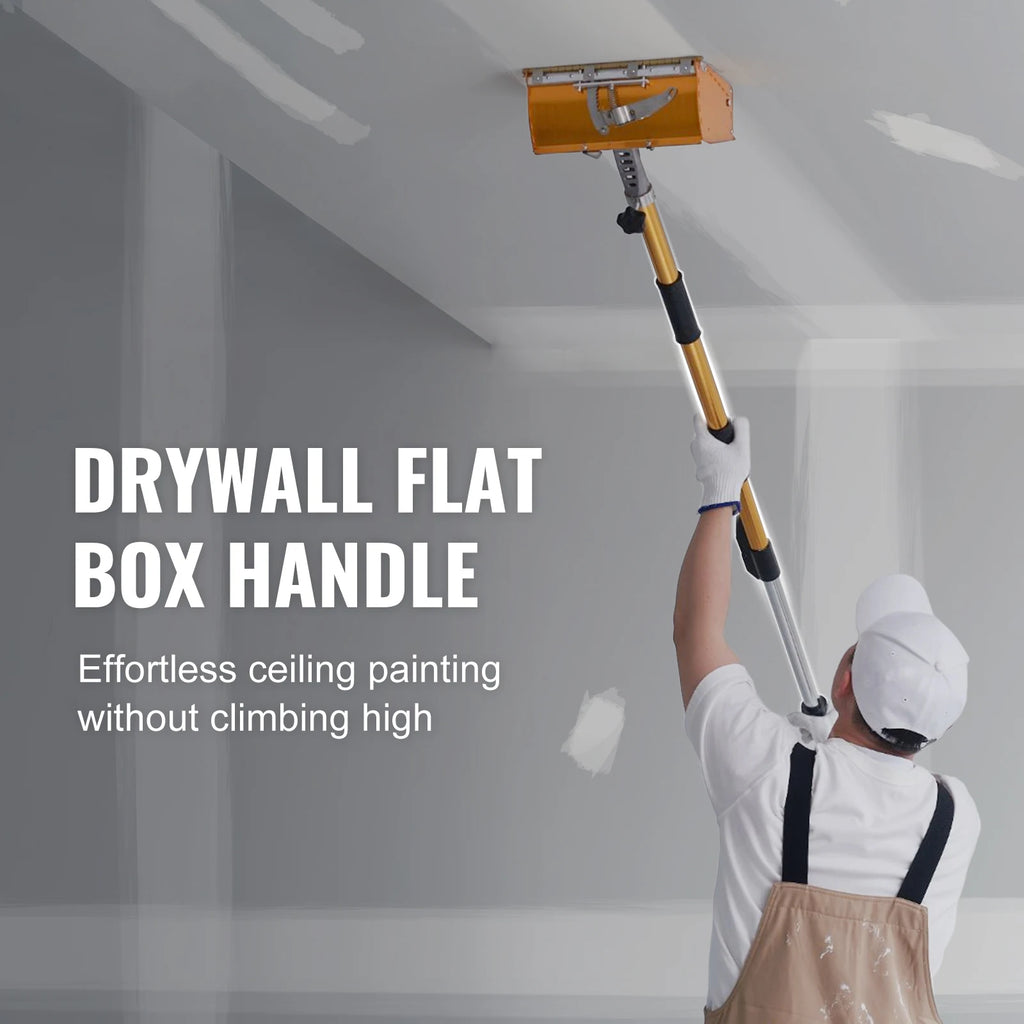 Drywall flat box handle 40 to 64 inch, adjustable 5 section aluminium extension pole