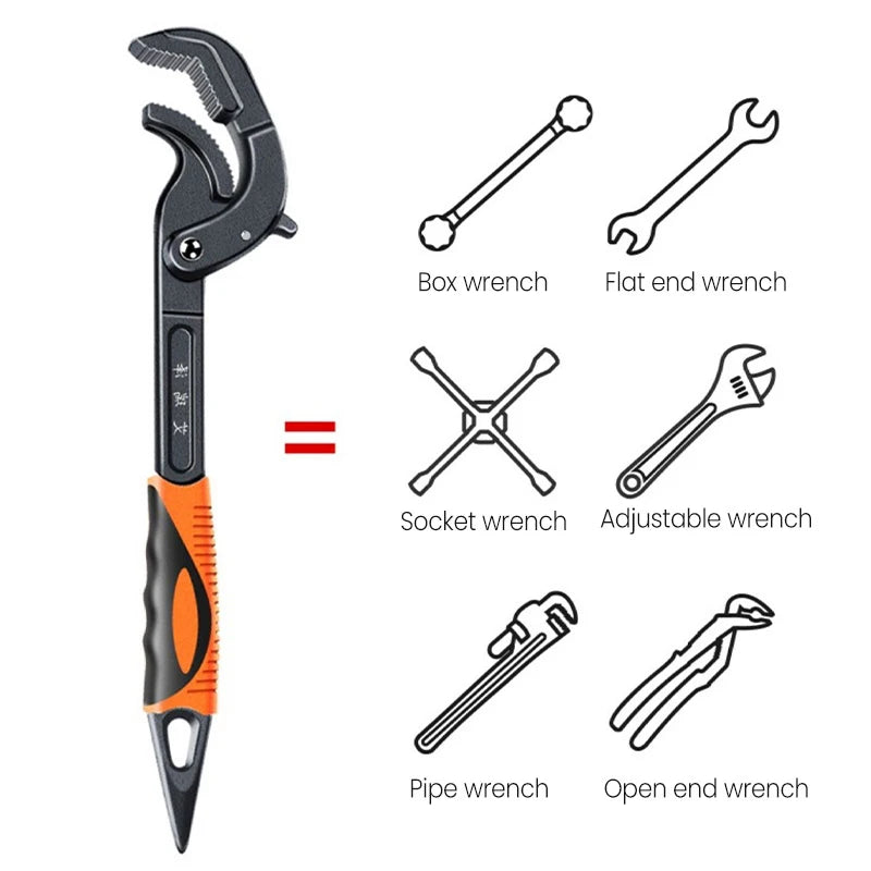 Stainless Steel Adjustable Pipe Wrench – Large Opening