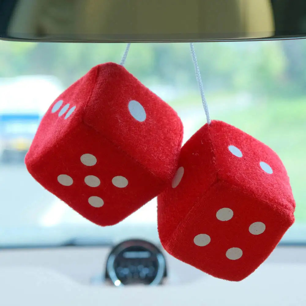 Retro Plush Heart-Shaped Dice - Car Mirror Hanging Decor - image 2
