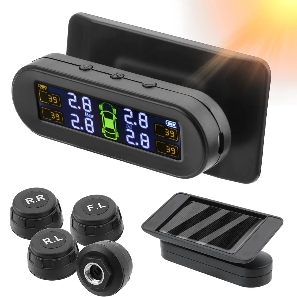 Solar Tire Pressure Monitoring System with External TPMS Sensors