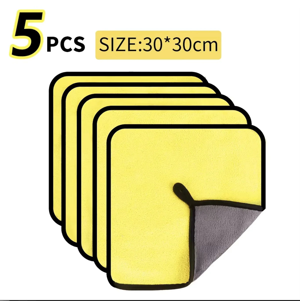 30x60cm Microfiber Car Cleaning Towels, Double Layer, 1/2/3/6/10 Pack