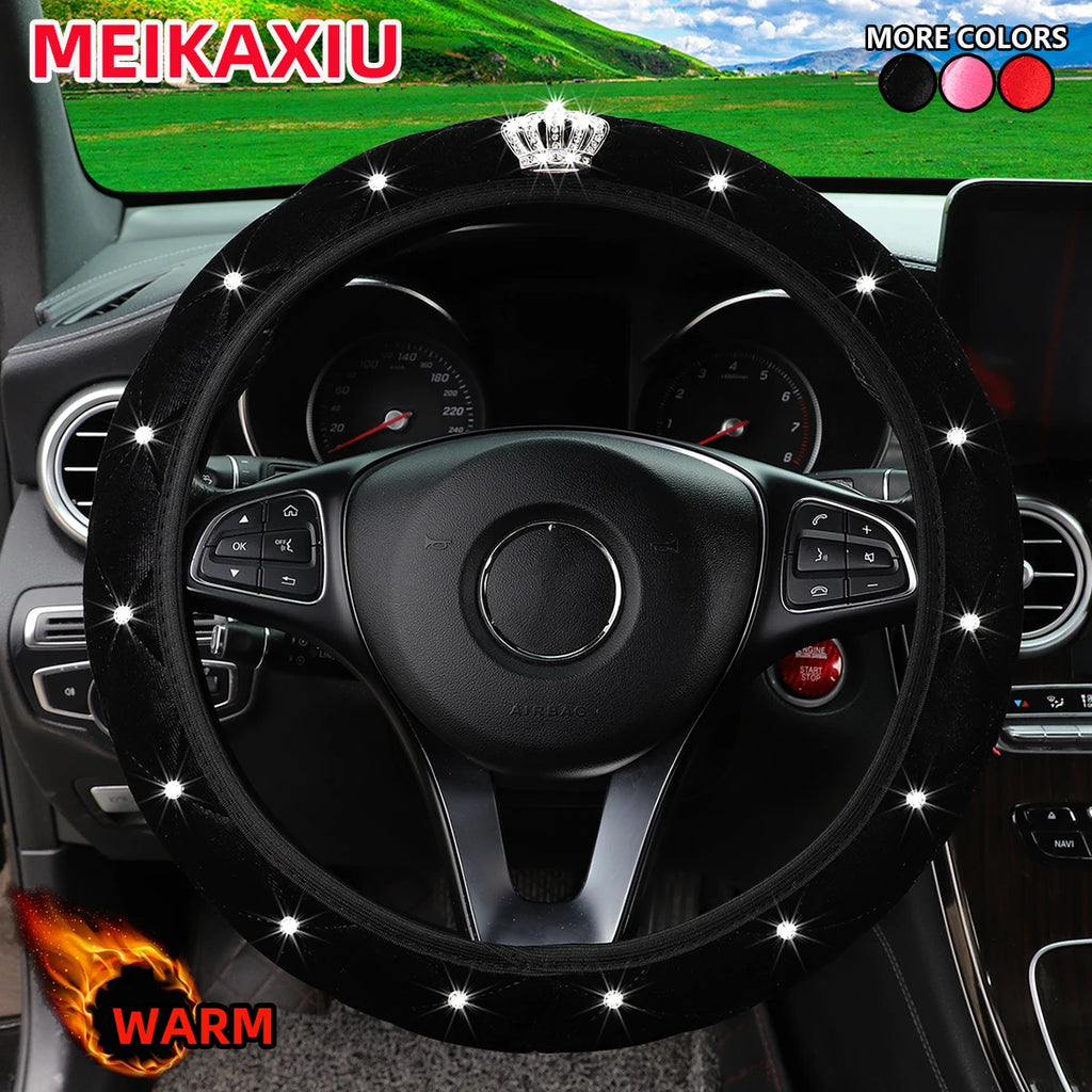 Fuzzy Bling Crown Steering Wheel Cover, No Inner Ring