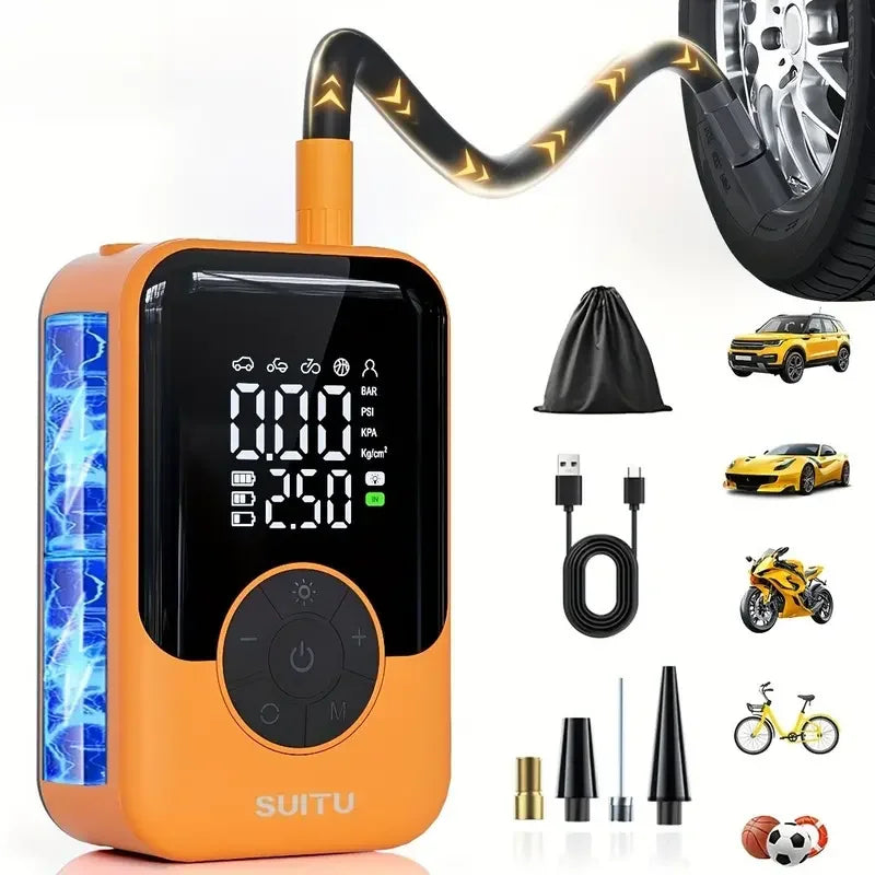 Portable Digital Car Tire Inflator Portable Car Tire Inflator Pump 150PSI Digital Display Air Pump with LED Lighting, Wireless U