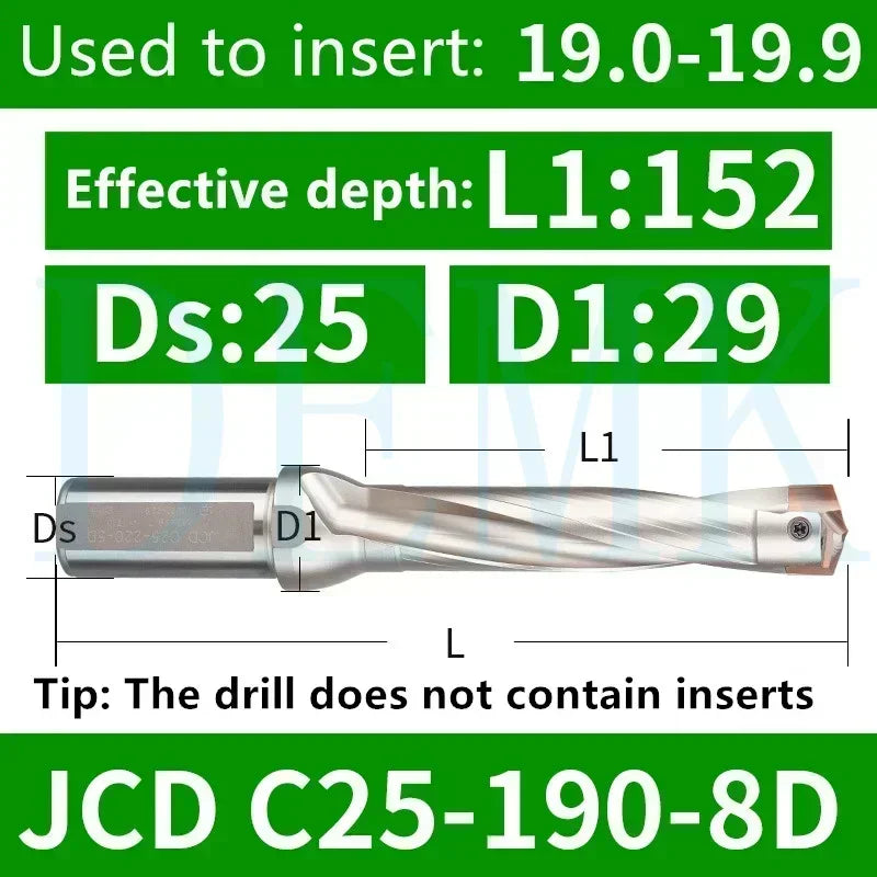 Indexable U Drill with Internal Cooling, 3D-10D, 10-25mm Diameter