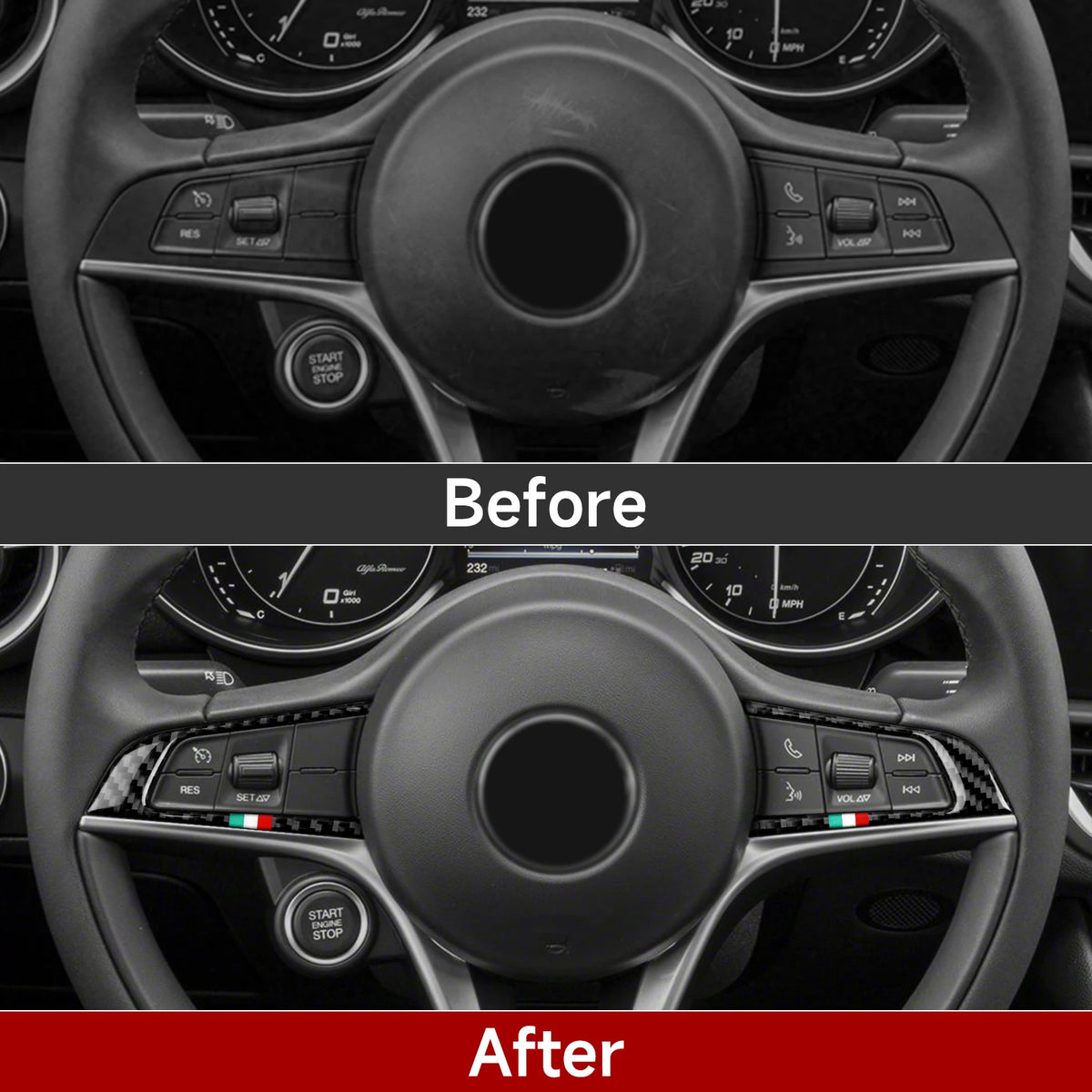 Carbon Fiber Interior Trim Stickers for Alfa Romeo Giulia and Stelvio