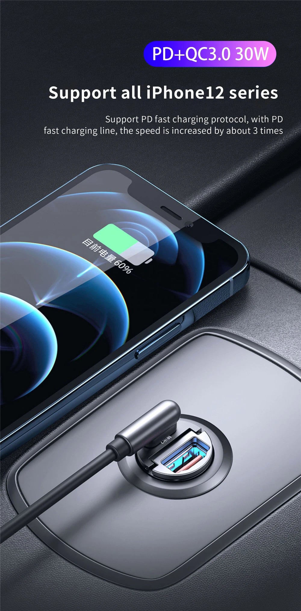 Dual USB Car Charger 30W Type-C & USB Fast Charging Adapter - image 9