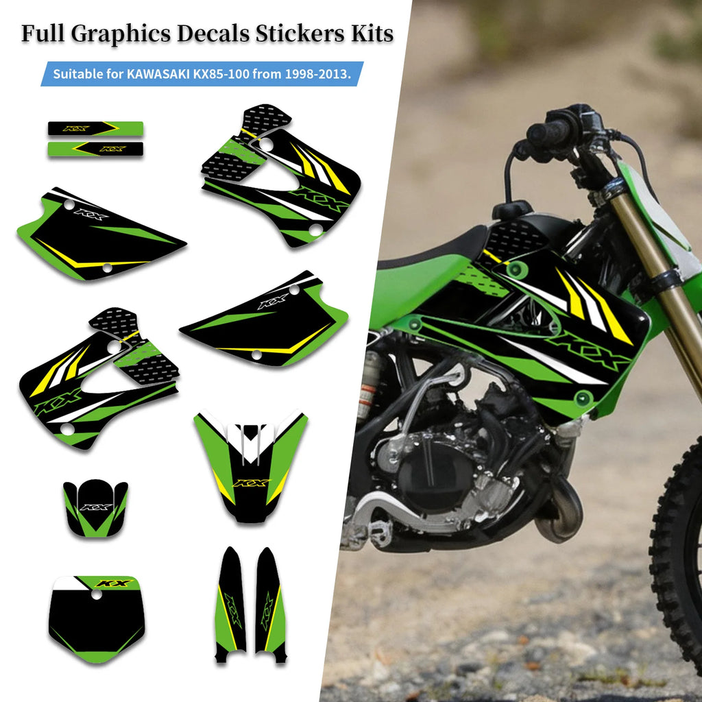 Custom Graphics Decal Kit for Kawasaki KX85/KX100 1998-2013 - image 2