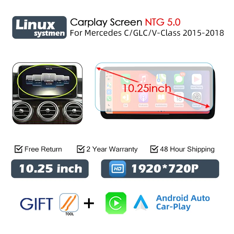 Wireless CarPlay & Android Auto Screen for Mercedes C-Class 2015-2018 - image 8