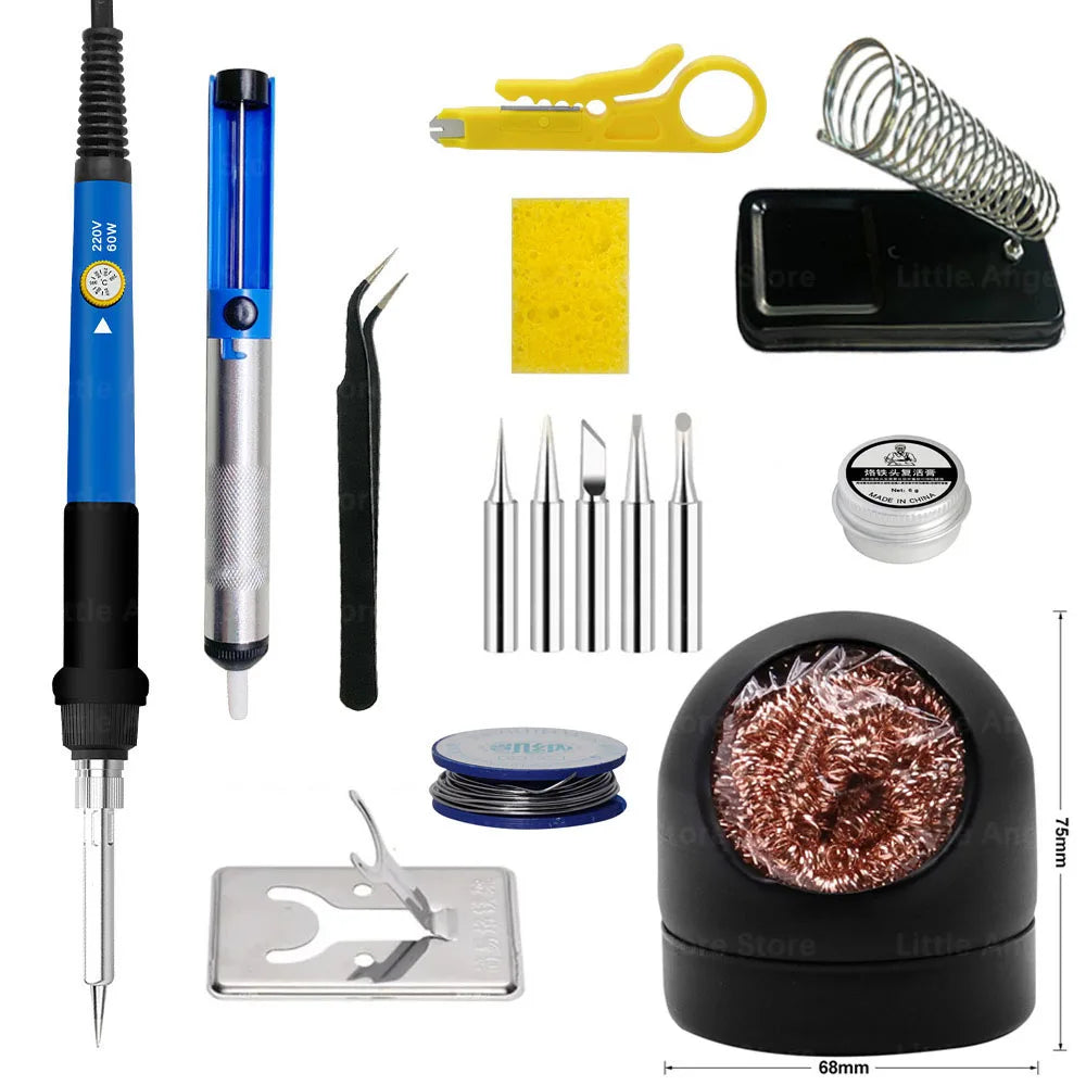 60W Adjustable Temperature Electric Soldering Iron Set, 110V/220V