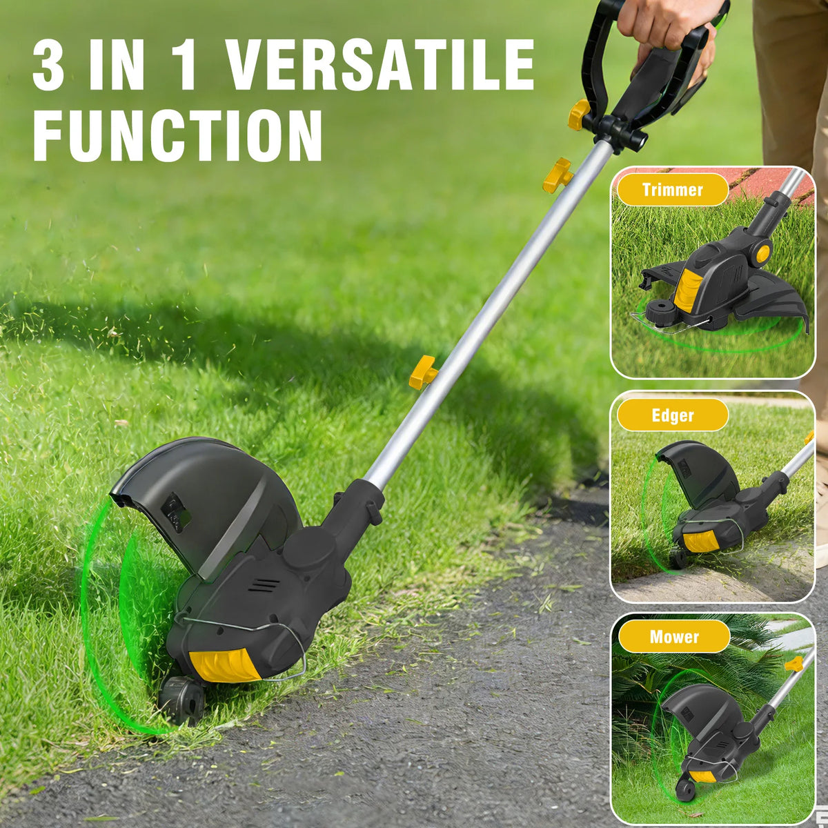 Cordless 3-in-1 String Trimmer 12-Inch, Brushless, 2 Batteries & Charger