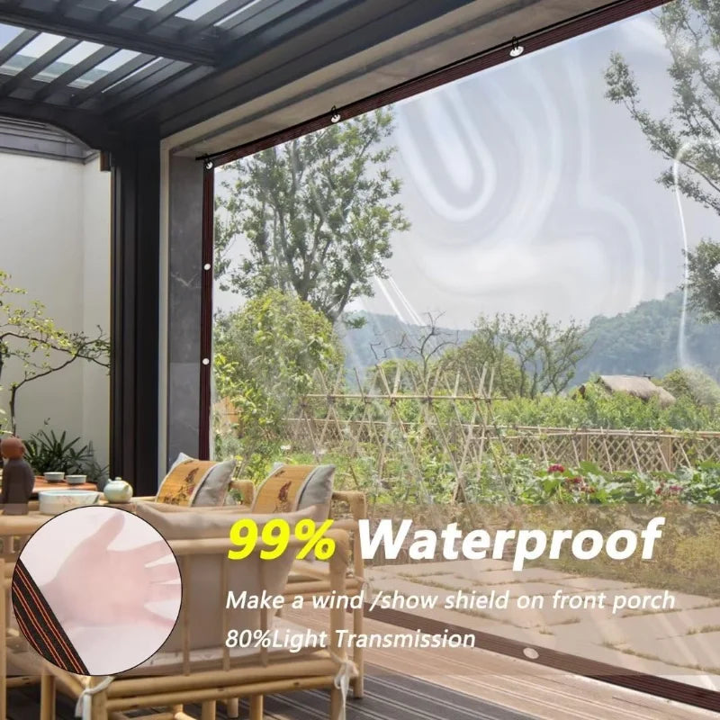 Clear Waterproof Poly Tarp with Rustproof Grommets, 2x4m