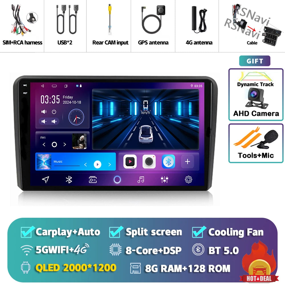 In-Dash Android Auto CarPlay GPS Navigation for Audi A3 2003-2013 - image 10