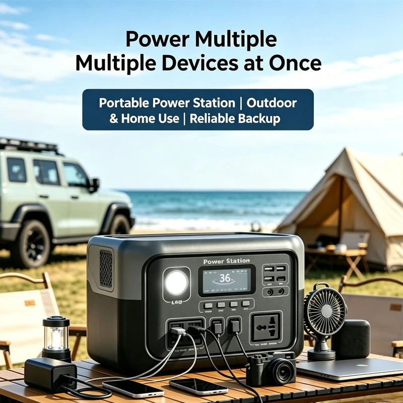 NEW 800W Portable Power Station 600W/800W 589WH Solar Generator Backup Power Bank for Outdoor Camping, Home Emergency, RV Travel