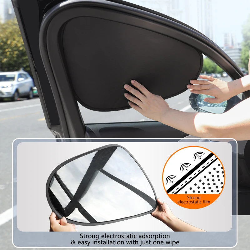 Static Cling Car Side Window Sun Shade, 4-Layer UV-Blocking Cover