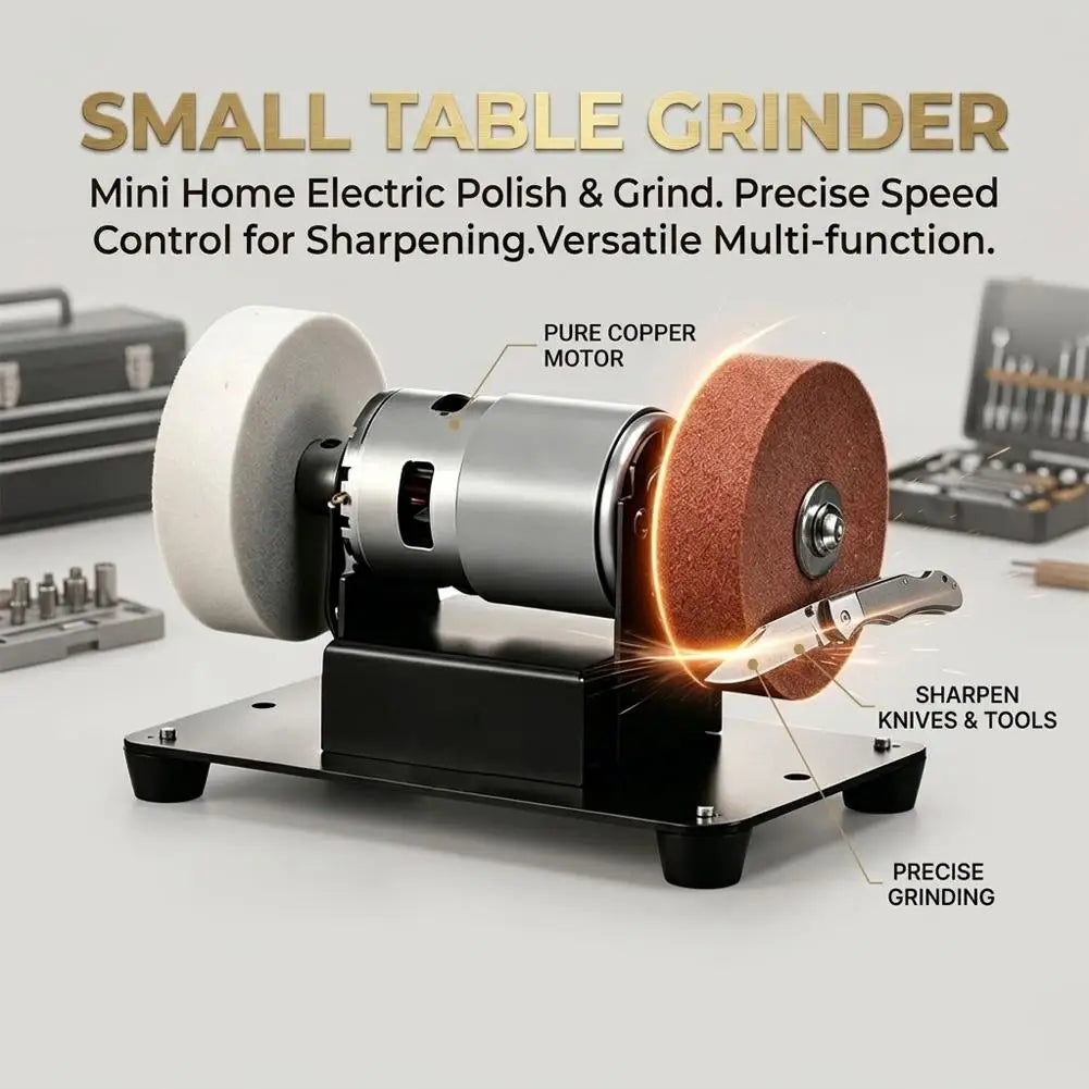 Electric Small Sander with 2 Wheels Electric Bench Grinder Sanding Machine Adjustable Speed for Metal/Jewelry/Knives/Wood