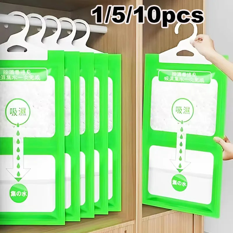 Hanging moisture absorber bags for closets, anti-mould wardrobe dehumidifier