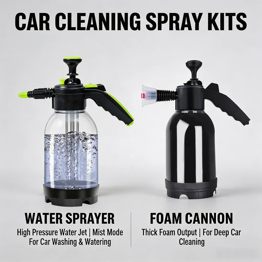 2L hand pump foam sprayer, pneumatic car wash bottle with dual nozzle