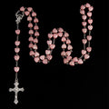 Catholic Rosary Pendant Necklace White Heart Beads Car Ornament