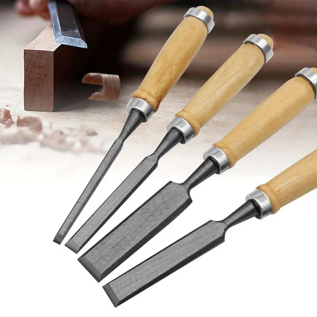 4Pcs 8/12/16/20mm Wood Carving Chisel Set Ergonomic Handle Woodworking Tools