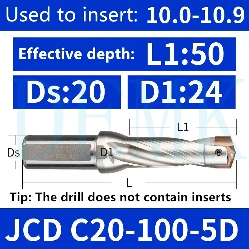 Indexable U Drill with Internal Cooling, 3D-10D, 10-25mm Diameter