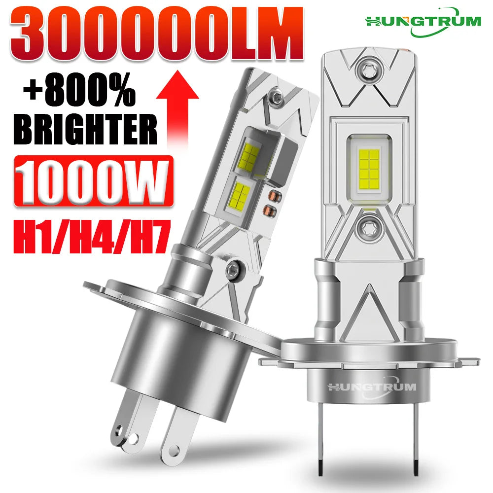 Ultra Bright H1 H4 H7 LED Headlight Bulbs - 1000W 6000K