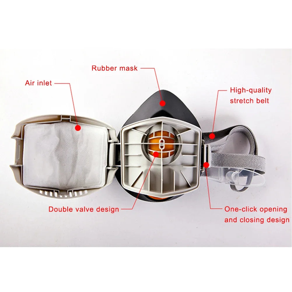 Dust Mask +20pcs Filter Cotton Respirator Half Face Dust-proof Mask Anti Industrial Construction Dust Haze Fog Safety Gas Mask