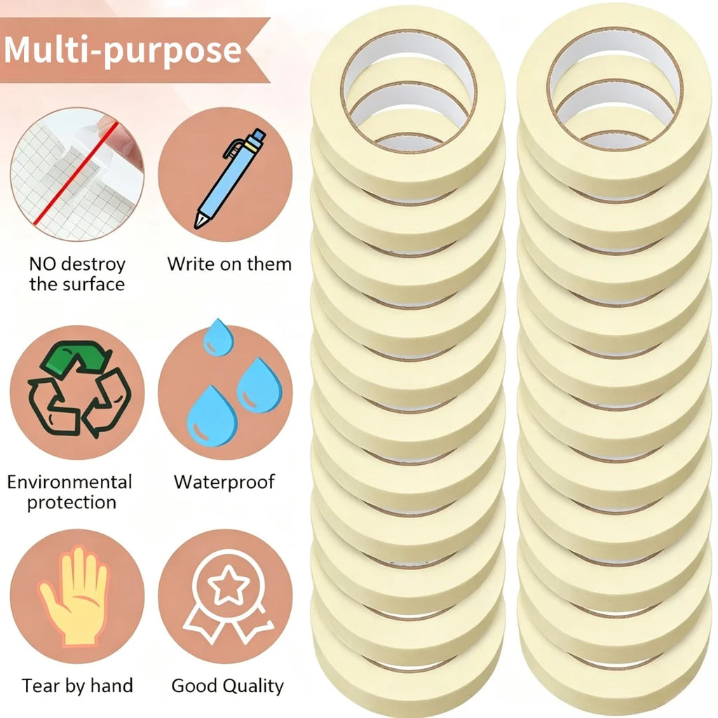 Masking tape, a universal tape used for classrooms, labels, crafts，offices, and school projects，easy to tear and clean to remove