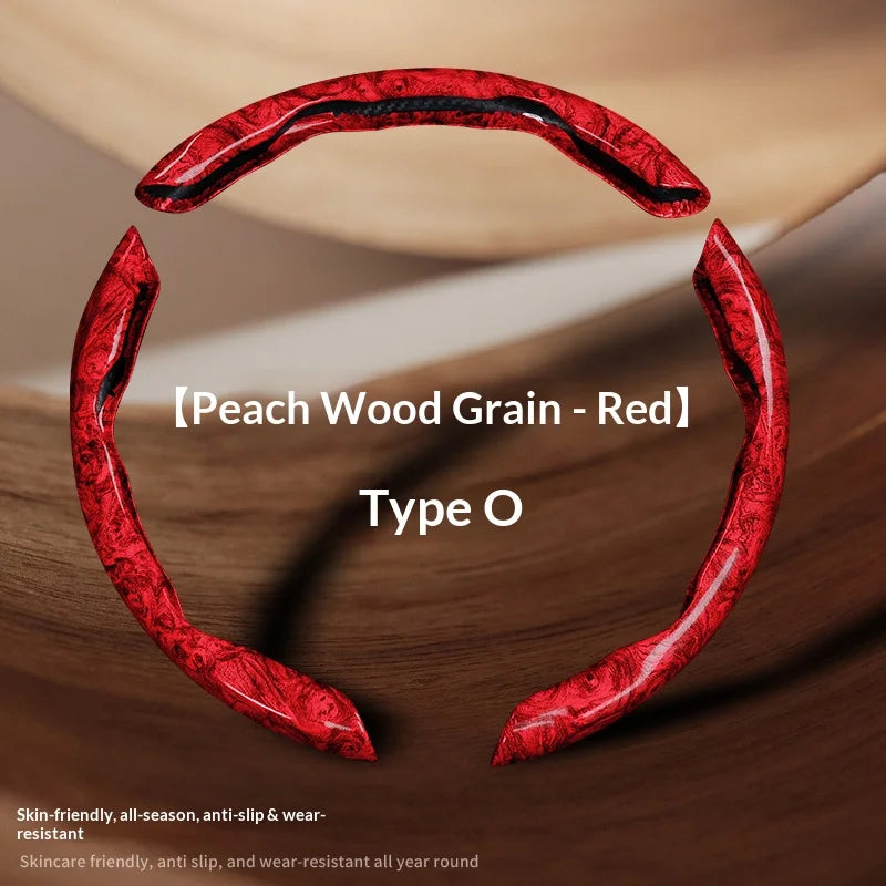 3-Piece Wood Grain Car Steering Wheel Cover, Minimalist Style - view 8