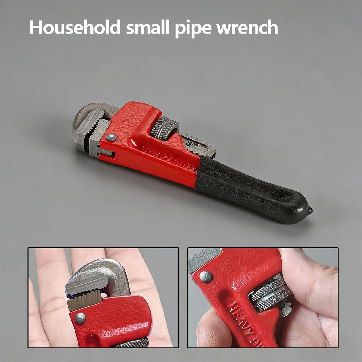 【6" Heavy-Duty Pipe Wrench】Adjustable Chromium-Vanadium Plumber Wrench – Floating Hook Jaw I-Beam Handle Red