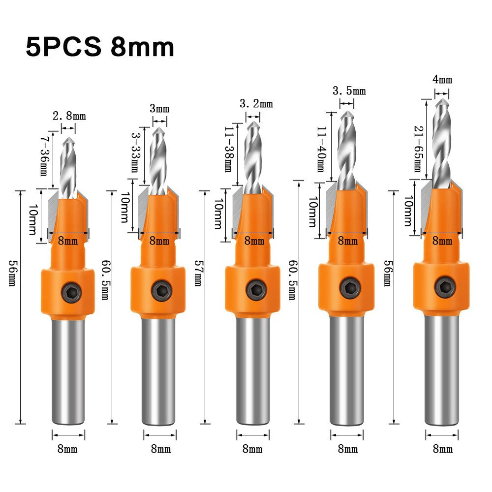 HSS Countersink Router Bit with 8mm Shank for Woodworking