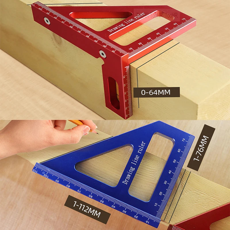 Aluminum Alloy Woodworking Square Protractor Miter Triangle Ruler - image 3