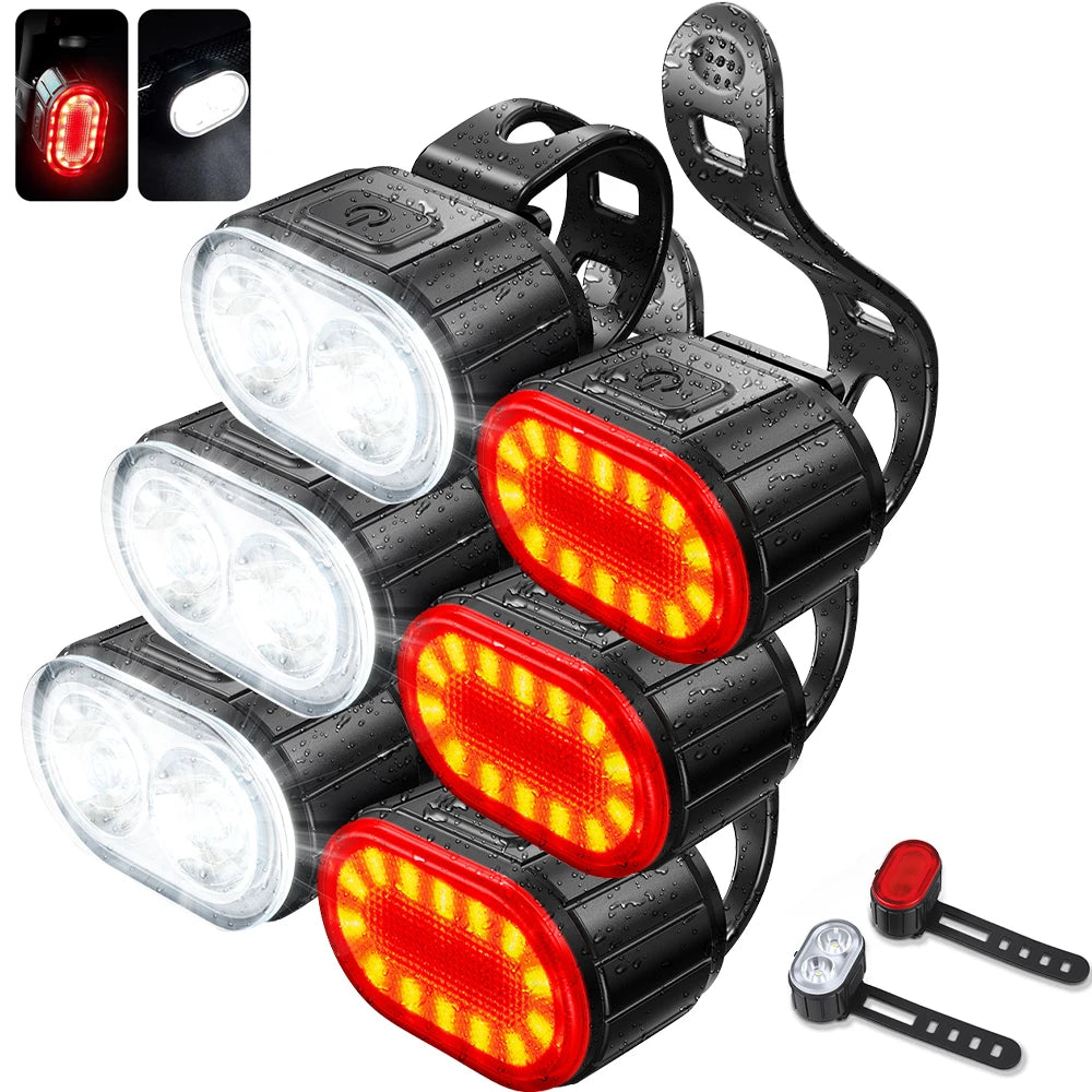 Rechargeable LED Bike Front & Rear Light for Night Cycling