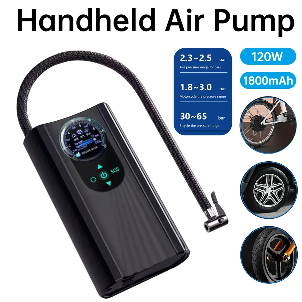 120W 12V Mini Air Compressor Tire Inflator for Car, Motorcycle & Bike