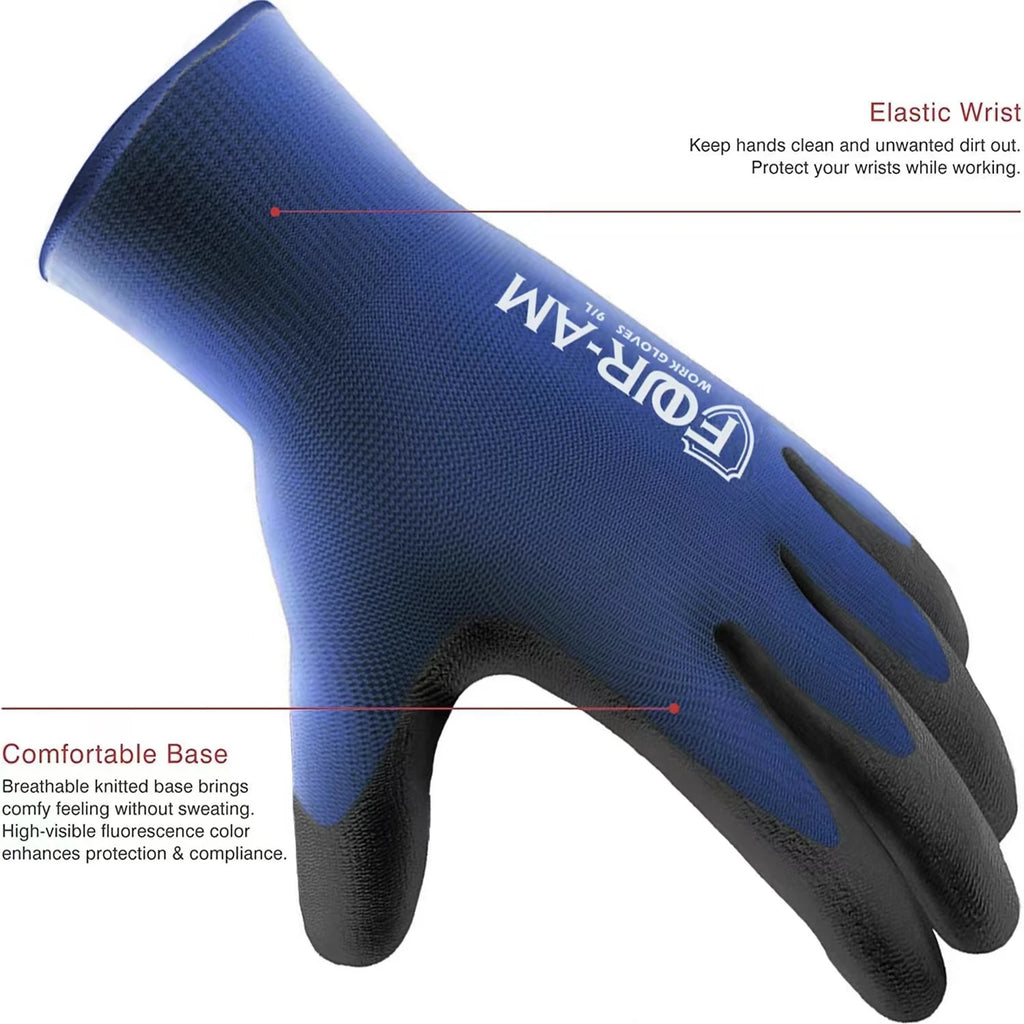 3 Pairs Ultra-Thin PU-Coated Work Gloves with Knit Cuff - image 4