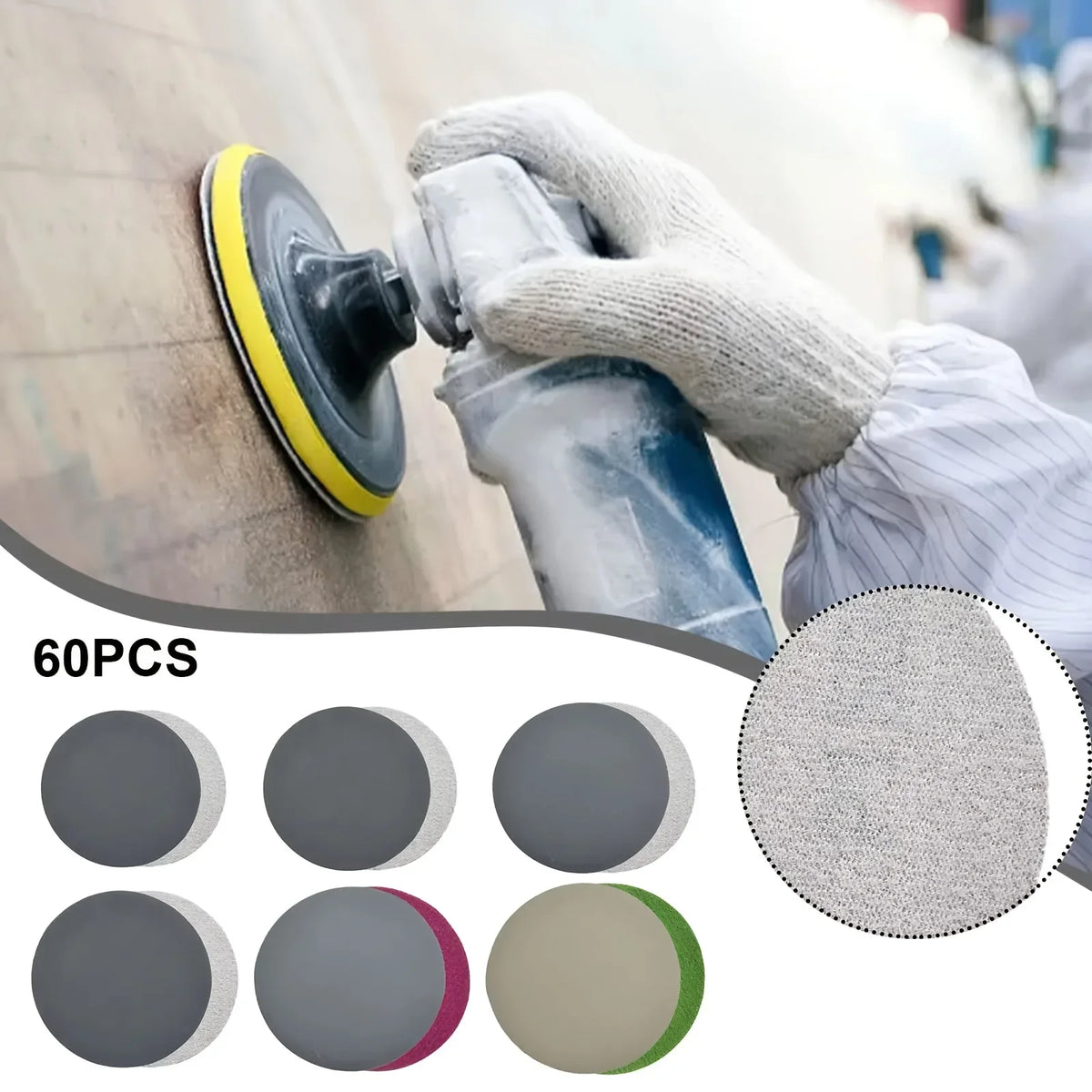 75mm 3-Inch Wet and Dry Sanding Discs 60 Pcs Assorted 800-3000 Grit for Car Polishing