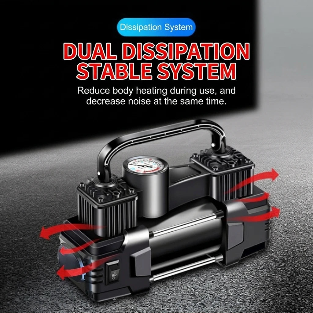 Portable 12V Dual-Cylinder Air Compressor for Car Tires - image 2