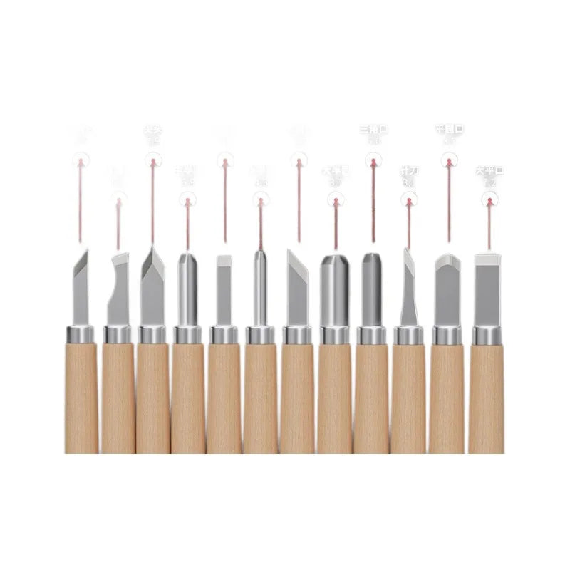 Wood Carving Chisels Set Basic Cutting Detailed Woodworking DIY Hand Tools Gouges Knife Kit for Craftsmanship