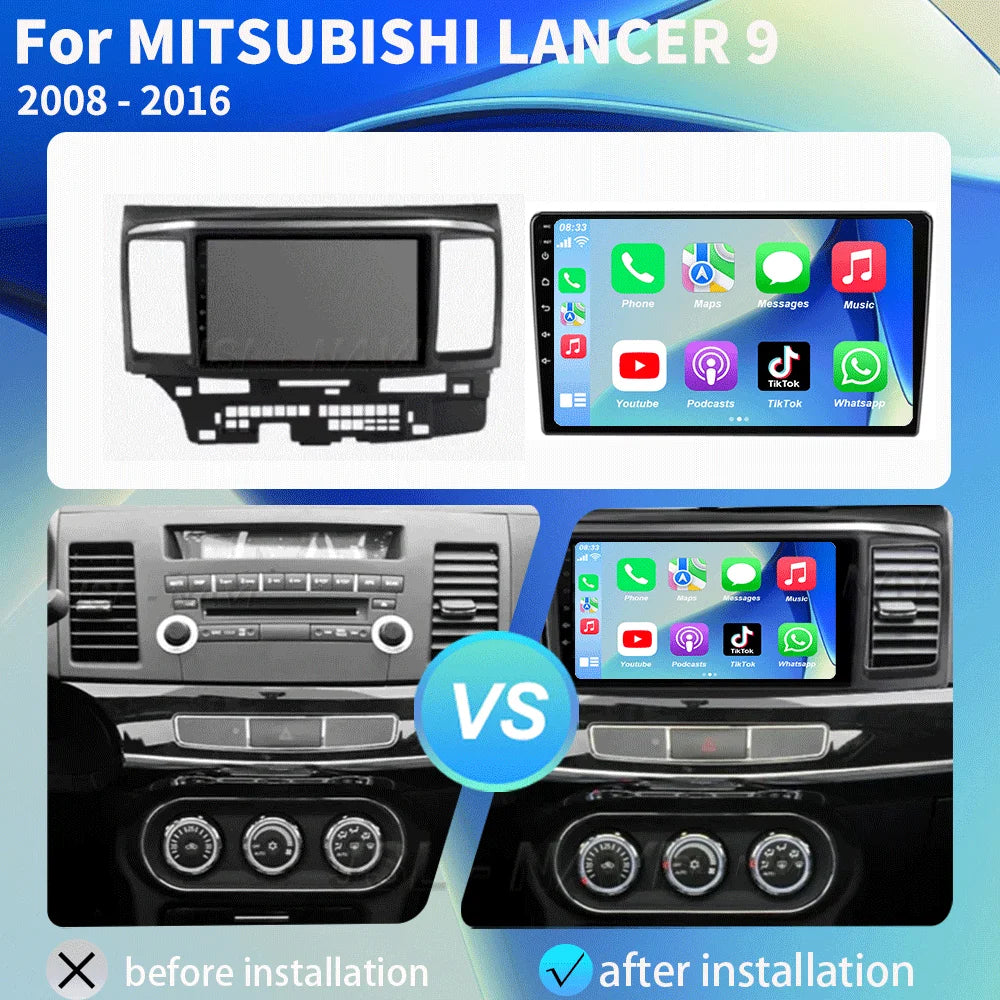 9 Inch Android Car Radio for Mitsubishi Lancer 2008-2016 CarPlay GPS - image 2