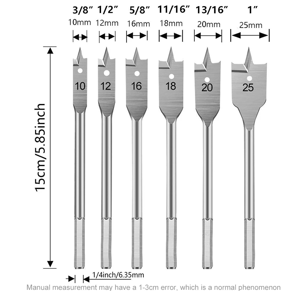 1 Set 10-20 MM Shovel Shaped Drill Bits, Woodworking Three-Point Positioning Flat Drill Bits, and Quick Woodworking Drill Tool K