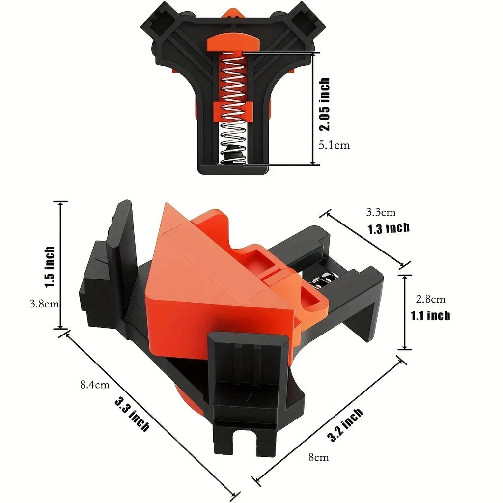 4PCS Right Angle Fixing Clip Woodworking Clamp Adjustable Swing Corner Clamp Corner Clip Fixer for Welding Drilling Cabinets