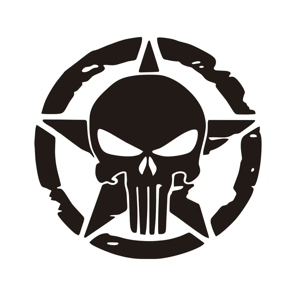 Distressed Army Star Skull Vinyl Decal for Jeep Wrangler and 4x4
