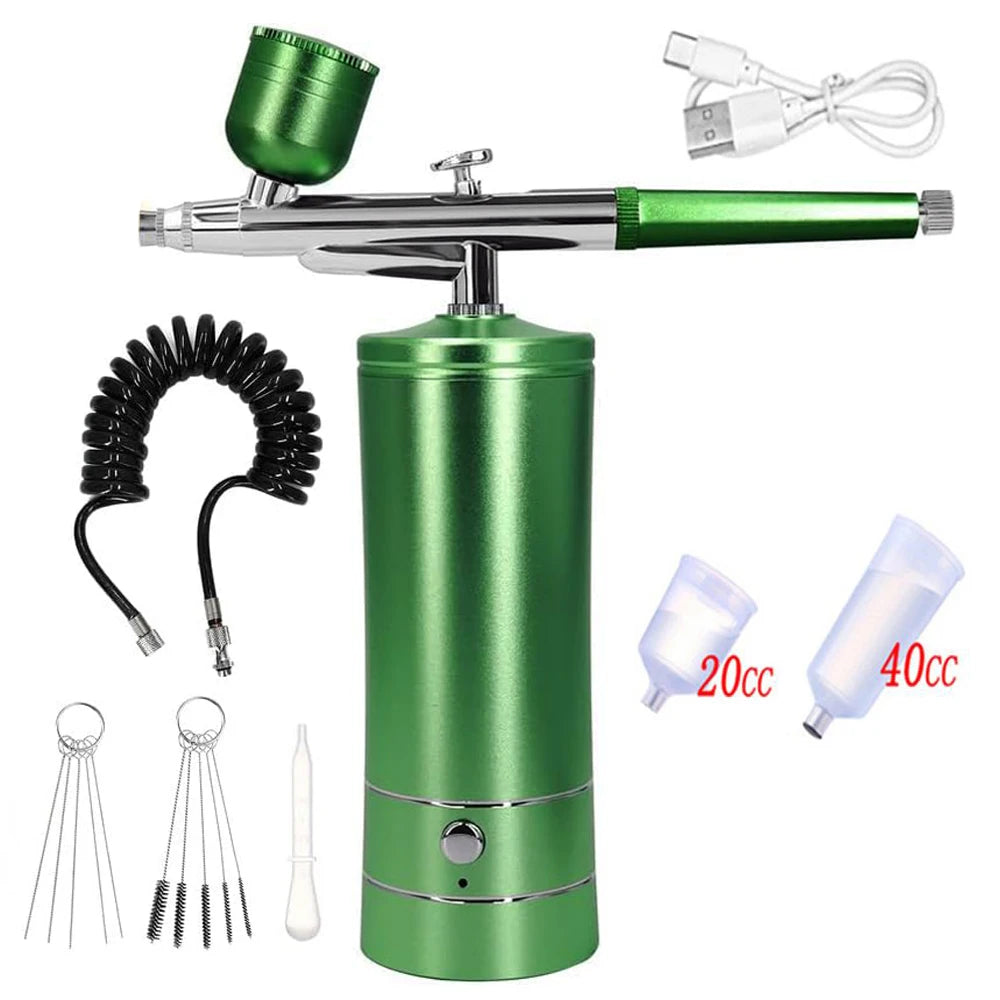 Portable Wireless Airbrush Kit with Compressor Paint Spray Mini Spray Gun