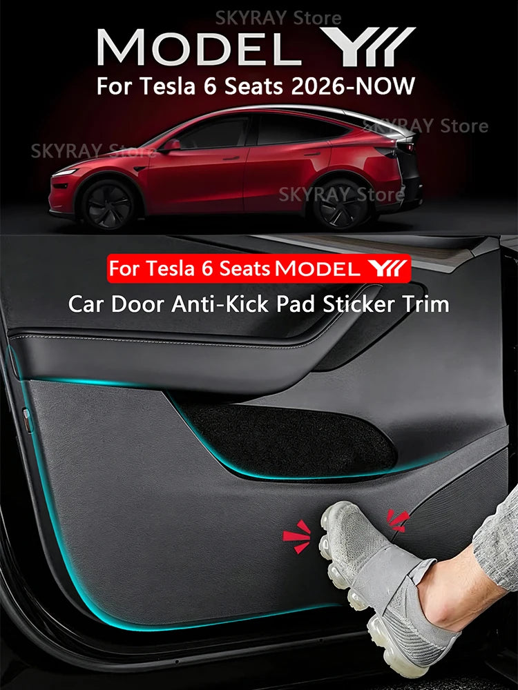 Door Anti-Kick Pad Leather Trim Kit for Tesla Model Y L 6-Seat